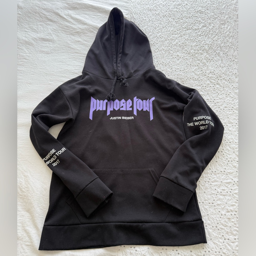 Justin Bieber Black Hoodie with Purple Accents
